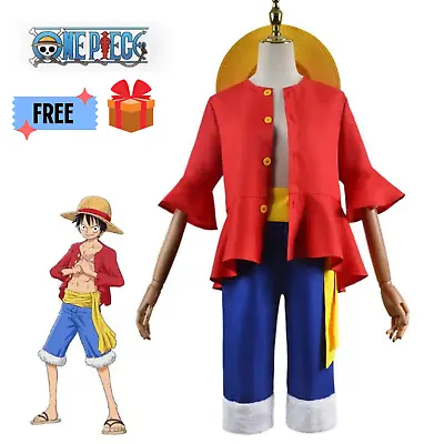 Straw Hat Monkey D. Luffy Cosplay Clothing One Piece Party Costume Kids & Adults • $85