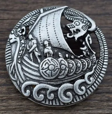 Viking Nordic Sailing Boat Ship Sail Longship Brooch Dragon Lapel Pin Broach Uk • $9.31