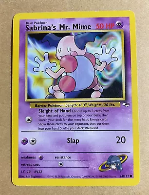 Pokemon TCG Sabrina's Mr. Mime 94/132 Gym Heroes LP • $1.49