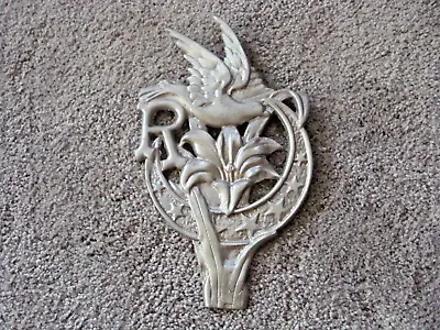 REBEKAH IOOF CAST METAL GRAVE MARKER   Odd Fellows DOVE LILY MOON STARS • $32.95