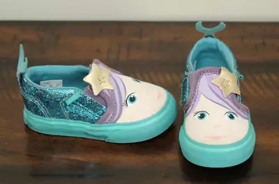 Vans MERMAID SNEAKERS Toddler Girls 4 Glitter Star Shoes Slip On Skater • $14.95