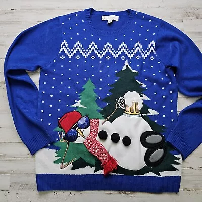 Jolly Sweaters LG Ugly Christmas Sweater Party Drunk Snowman • $12.99