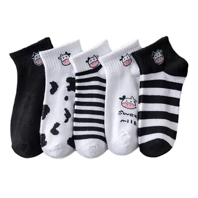  5 Pairs Cartoon Cow Socks Spring Gift For Men Funny Child Fresh The Summer • £9.68