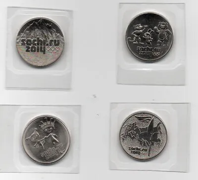 Set Of 4 Coins 25 Rubles  2011 - 2014   XXII Winter Olympic Games In Sochi  • $29.95