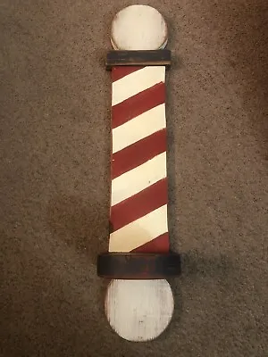 RARE Antique Wood Barber Pole Red White Blue Stripe Folk Art Wolf Creek Signed! • $195