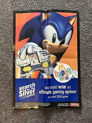 EXTREMELY RARE Sonic Hedgehog McDonalds Happy Meal SEGA Window Poster 2004 37x26 • $219.99