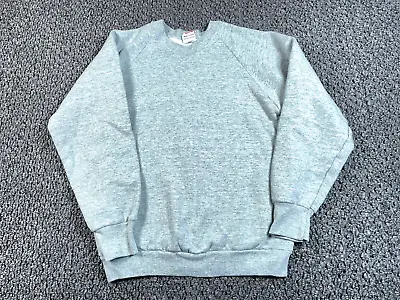 VTG 90s Fruit Of The Loom Gray Sweatshirt Adult Small Raglan Sleeves 50/50 • $22