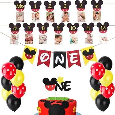 Mouse First Birthday Set Mickey 1St Birthday Cake Topper Balloons Party Decor • $13.99