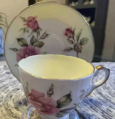 VINTAGE TEA CUP AND SAUCER ROYAL STAFFORD  FIRST LOVE  1950s • $25