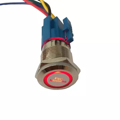 12V 19mm Button Red Light Fire Missiles Momentary Metal Switch Socket XYZ Sales • $6.67