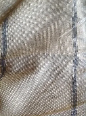 Grain Sack Blue Stripe Organic Flax Linen Fabric. 3.9 + 1.6  Metres. (Ref: 0179) • £75