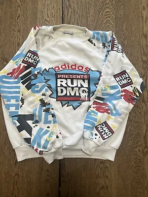 Vintage Adidas Run DMC Hollis Crew Rap Hip Hop Crewneck Sweatshirt Size Medium • $750