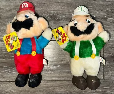 RARE! Super Mario Bros VTG 1988 *MARIO LUIGI SET* 11” Plush Acme Nintendo W/ Tag • $129.99