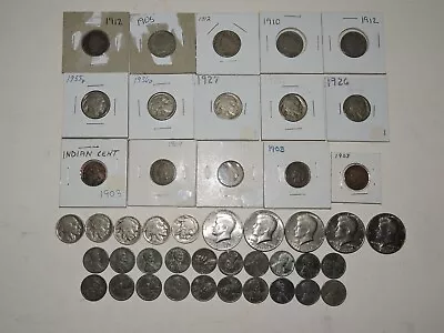 Lot 45 Vintage Antique Coins Buffalos Indian Head V Nickles Steels Kennedy Bicen • $30