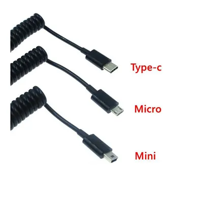 Micro USB Type C Mini Charger Retractable Spring Data Cable For Car Phone Camera • $1.99