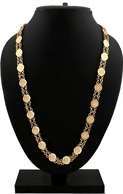 Indian Chain Gold Plated Necklace Jewelry Long Fashion Ethnic 22k Pendant Mala  • $9.99