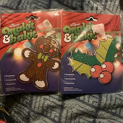 American Crafts Makit & Bakit Gingerbread Man & Holly Berry  Ornament Craft Kits • $15