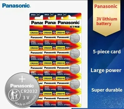 Panasonic  8 X GENUINE CR 2032 3V LITHIUM BUTTON / COIN CELLS BATTERIES .  • £7.99