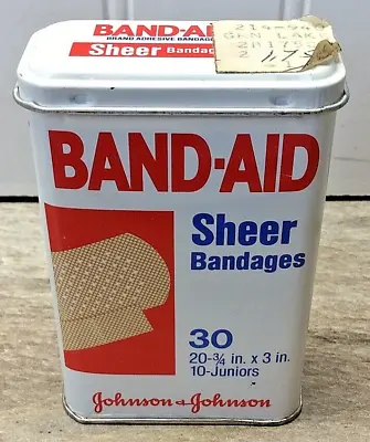 Band-Aid Tin Metal Box Vintage Hinged Lid Sheer Bandages J&J 1983 4614 Prop • $12.60