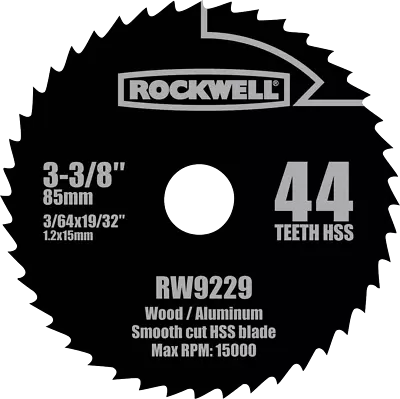 RW9229 Rockwell 3-3/8 Inch HSS Versacut 44T Circular Saw Blade • $21.99