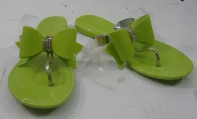 Bamboo Green Beach Retro Slip On Flat Jellies Jelly Sandal Women Size  6 • $9.99