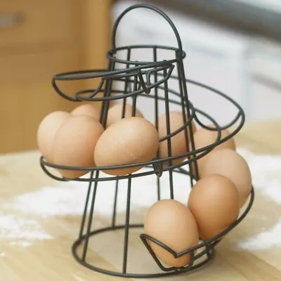 Egg Holder Stand Storage Kitchen Rack Basket Spiral Eggs Wire Helter Skelter • £12.90