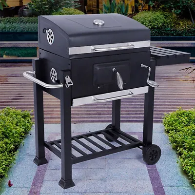 Barbecue Grill Charcoal BBQ Smoker Portable Outdoor Garden Bbq Trolley Wheels • £119.95