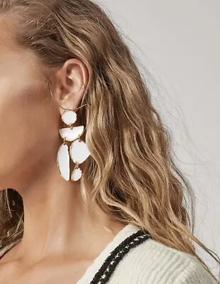 White Gold Geometric Drop Dangle Big Statement Earrings Blogger Zara Uk • £5.99