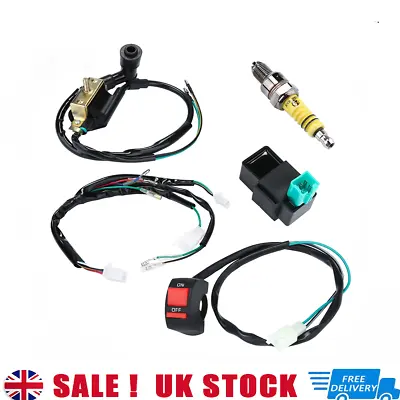 Wiring Loom On Off Switch Coil CDI Spark Plug Kit For 110cc 125cc 140cc Pit Bike • £9.39