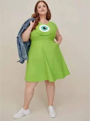Torrid Disney Pixar Monsters Inc Mike Cosplay Costume Dress Green Plus Size 2 • $78