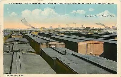 South Dakota SD Aberdeen C M & ST P Freight Yards Metro Scene 1926 PC • $14.95