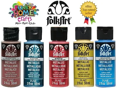 FolkArt METALLIC Acrylic Crafters Paint -  2oz 59ml Quality Metallic Paint • £3.49