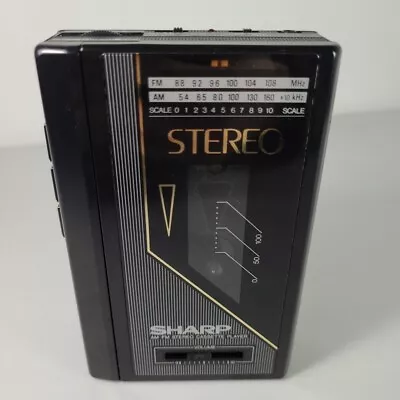 Vintage Sharp Portable Stereo AM FM Cassette Tape Player Black  JC-126 BK Works • $29.07