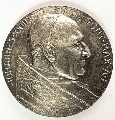 Saint Pope John Xxiii Vatican City Jesus Simon Medal Silver Plate/bronze 1959 Vf • $6.99
