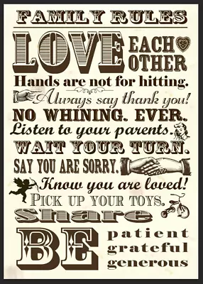 £6.99 • Buy Family Rules Retro Metal Sign Plaque Vintage Gift Home Kitchen Love House Family