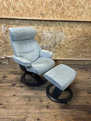 G Plan Bergen Standard Recliner Swivel Chair & Stool Graphene Teal £1936 • £699