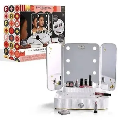 FAO Schwarz💄Girls Multicolor 25 Piece LED Makeup Vanity Studio Mirror Kit💄NIB • $39.99