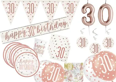 Age 30th Rose Gold Birthday Party Balloons Tableware Decorations Ideas • £2.99