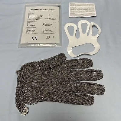 Chain Mail Protective Glove Reversible Five Finger Cut Stainless Steel Small • $26