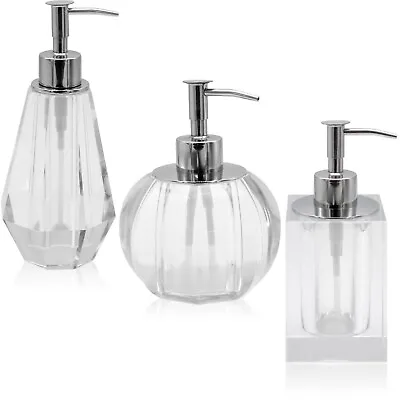£15.99 • Buy Refillable Crystal Clear Glass Lotion Liquid Hand Wash Soap Dispensers