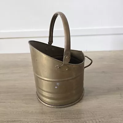 Brass Vintage Fireside Coal Log Scuttle Bucket Scuttle With Swing Handle • £29.99