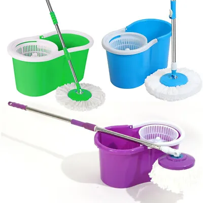 360° Rotating Head Easy Spin Dry Floor Mop Bucket With Head Microfiber Spinning • $22.41