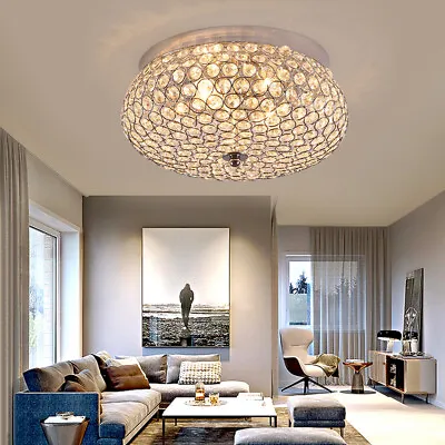 LED Modern Crystal Ceiling Light Bedroom Pendant Lamp Flush Mount Chandelier • $38