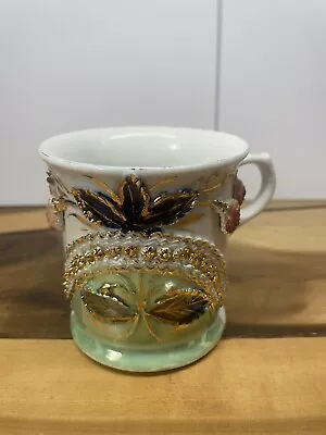 Antique German Porcelain Butterfly Moustache Cup Mug • $25