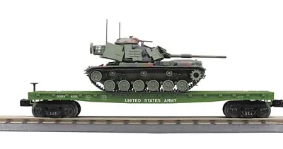 30-70119  MTH O Gauge RailKing 4-Car Flat Car W/M60 Tank Set - U.S. Army • $329.99