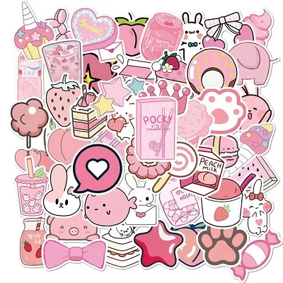 £4.49 • Buy UK VSCO Pink Stickers For Hydro Flask 50Pc Cartoon Phone Laptop Cute Sticker NEW