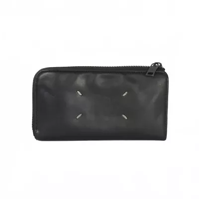 Maison Margiela Leather Long Wallet With L-Shaped Zipper Coin Purse Black S35Ui0 • $445.99