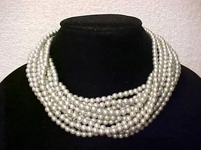 Vintage Silver Tone 12 Strand Beaded Choker Necklace By Les Bernard • $24.99