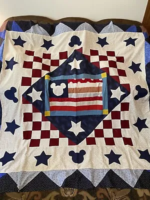 Vintage Large 82x84 Red White And Blue Mickey Mouse Quilt Top • $37