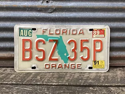 Vintage 1989 1991 Florida License Plate Orange County Old Car Number Tag Auto FL • $19.98